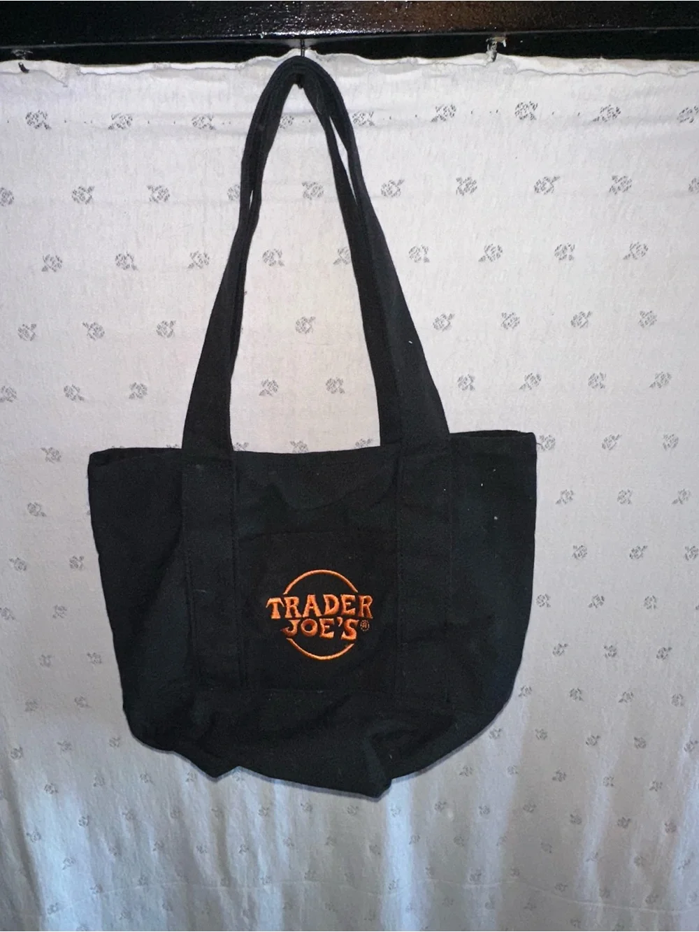 Trader Joe's Black Canvas Tote with Orange Logo